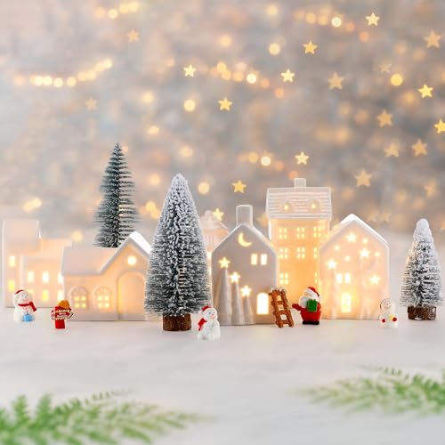 16 Pcs LED Ceramic Christmas Village Set E4798