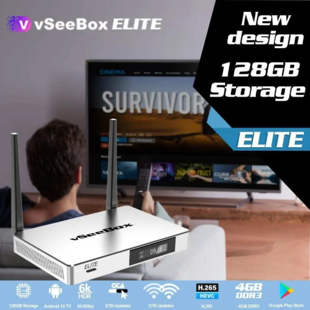 Smart Android TV Box with Voice Remote Control, Backlit Mini Keyboard and 8K HDMI Cable (4G RAM+ 128G ROM) S5205