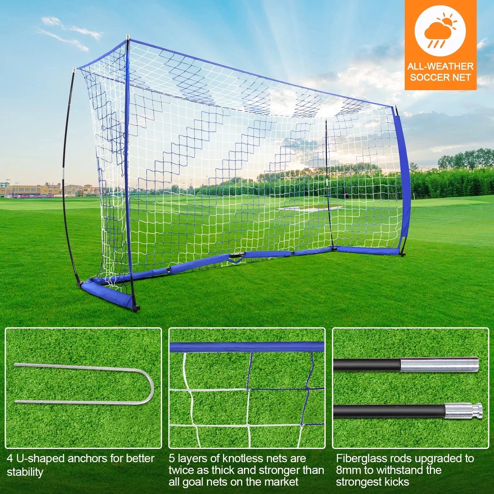 Blue 12 ft x 6 ft Portable Soccer Goal S69266