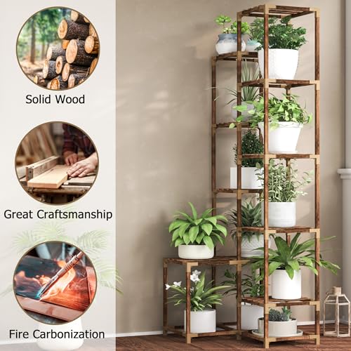 10 Tier Tall Corner Wood Plant Stand Shelf N14711