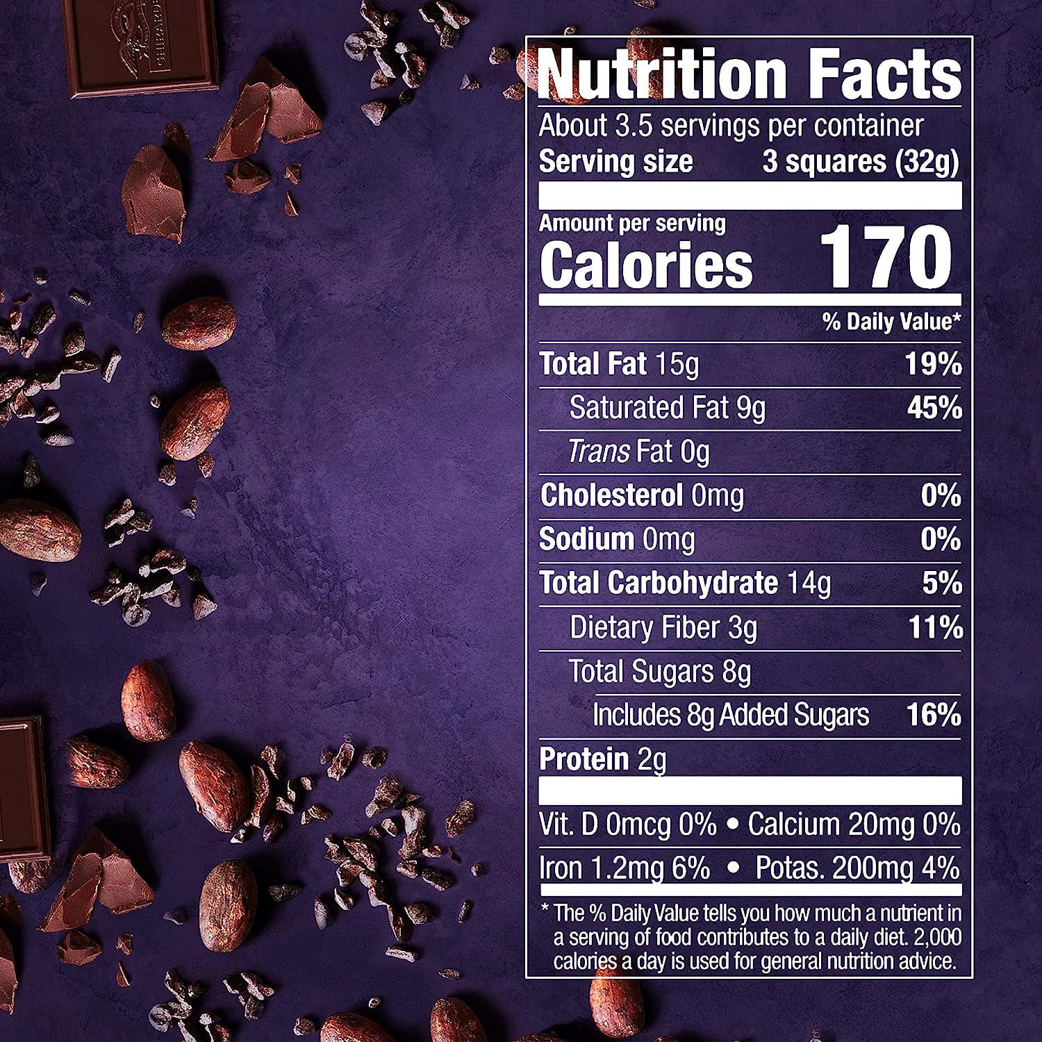 72% Cacao Dark Chocolate Squares (Pack Of 3) O867