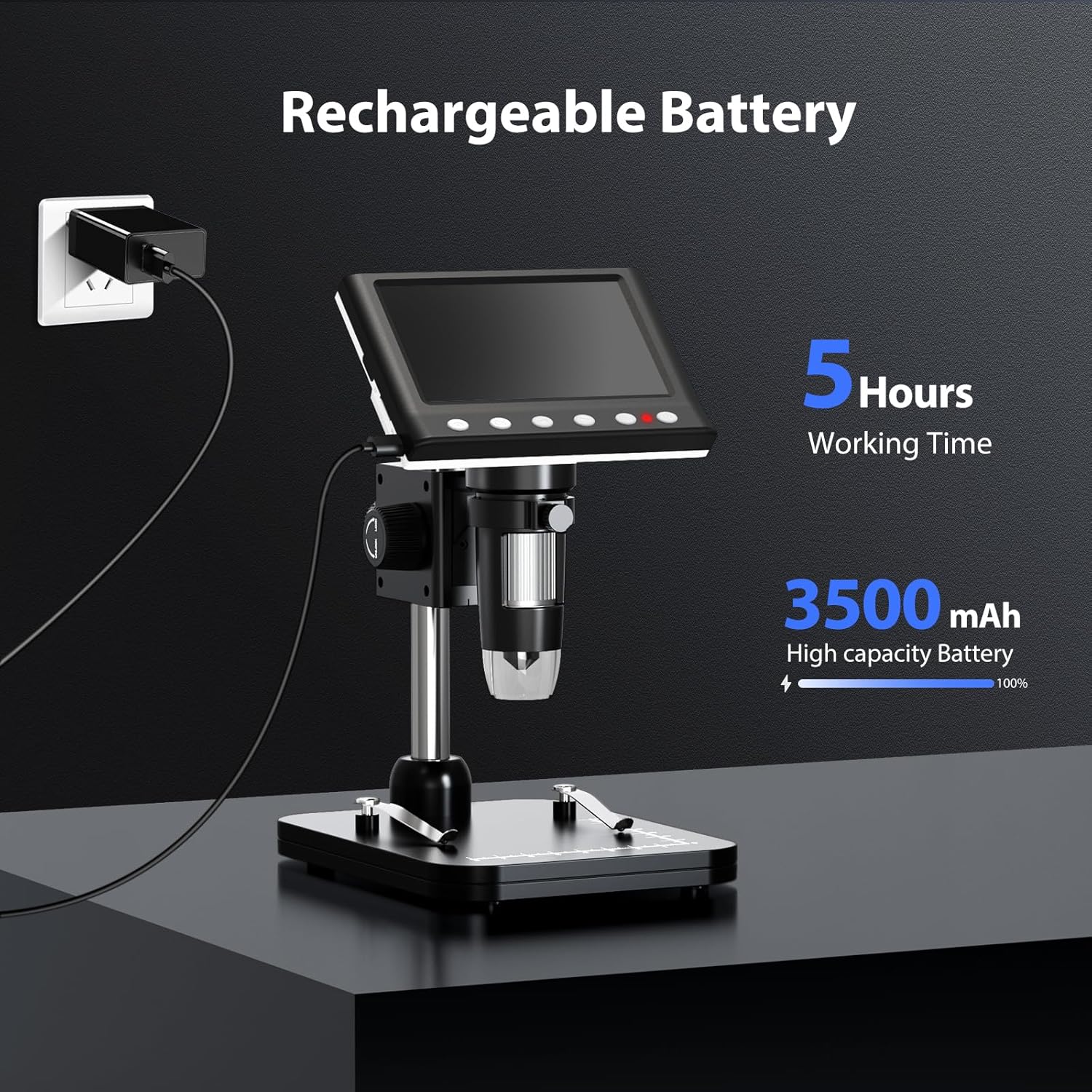 4.3'' IPS 1000X Magnification Digital Microscope with 8 Adjustable LEDs L11161