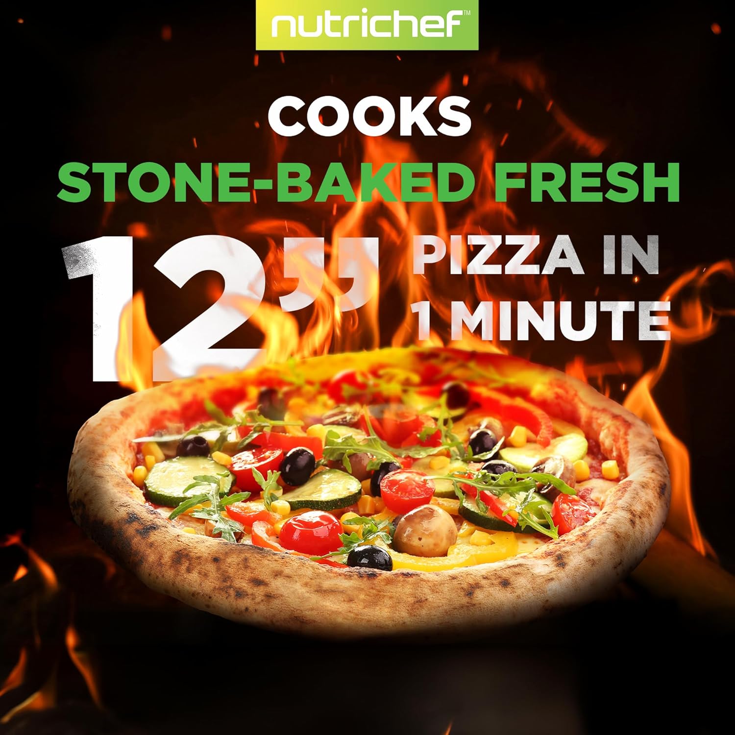 Portable Outdoor Gas Pizza Oven with Foldable Feet, Adjustable Heat Control Dial, Burner, Stone & Regulator Hose, 25.24'' x 16.14'' x 12.40'' M38968