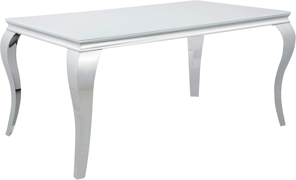 Glass Top White Chrome Dining Table T393