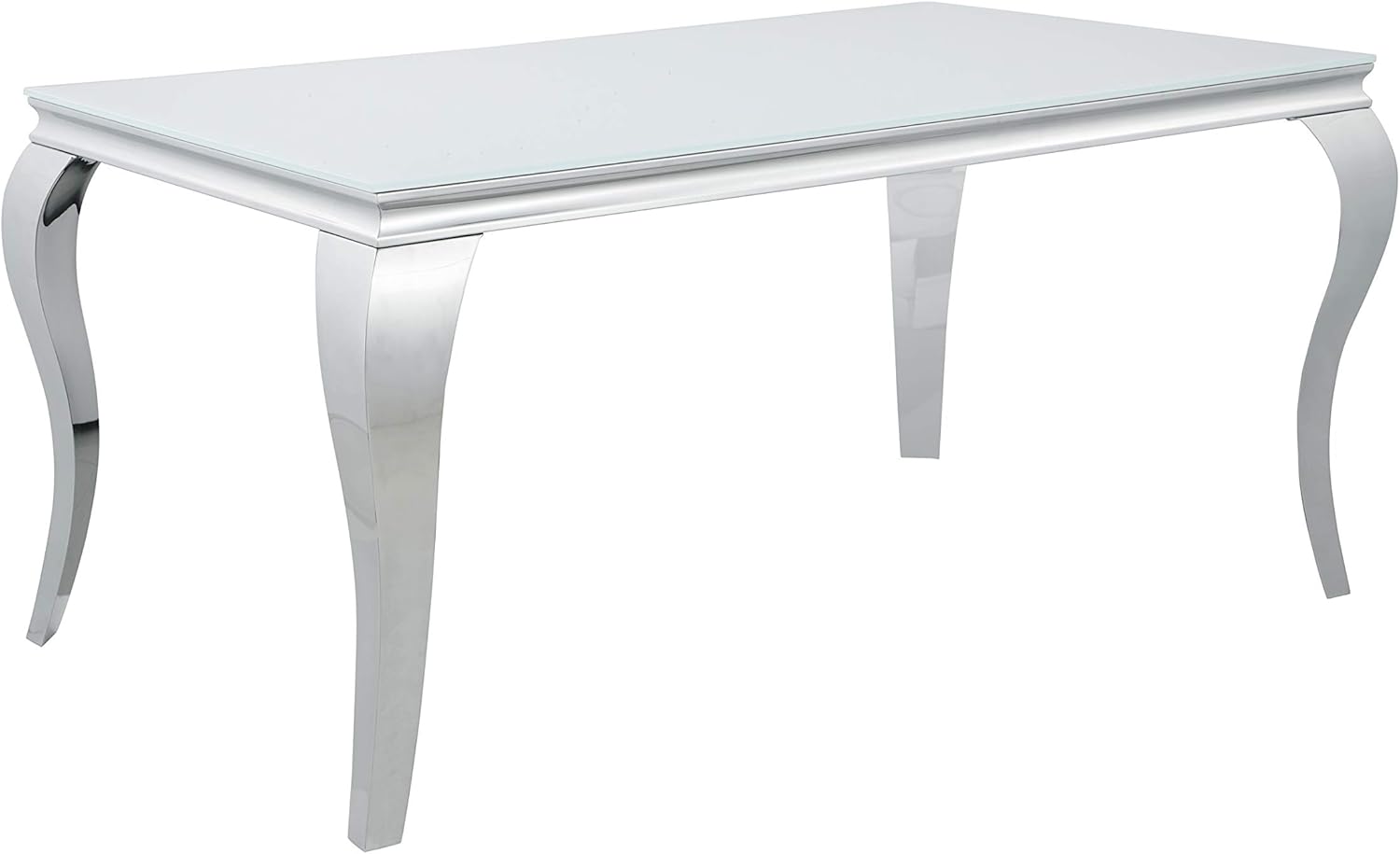 Glass Top White Chrome Dining Table T393