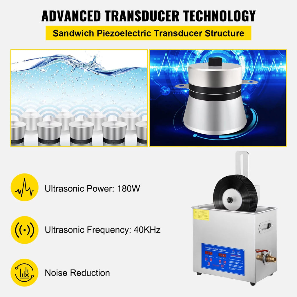 Ultrasonic Cleaner 6L Stainless Steel 200w L29588