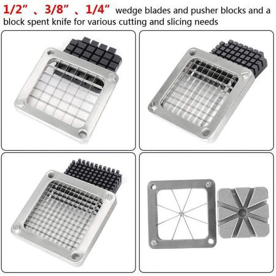 Commercial Vegetable Chopper French Fry Cutter with 4 Sizes Blades, Stainless Steel E211