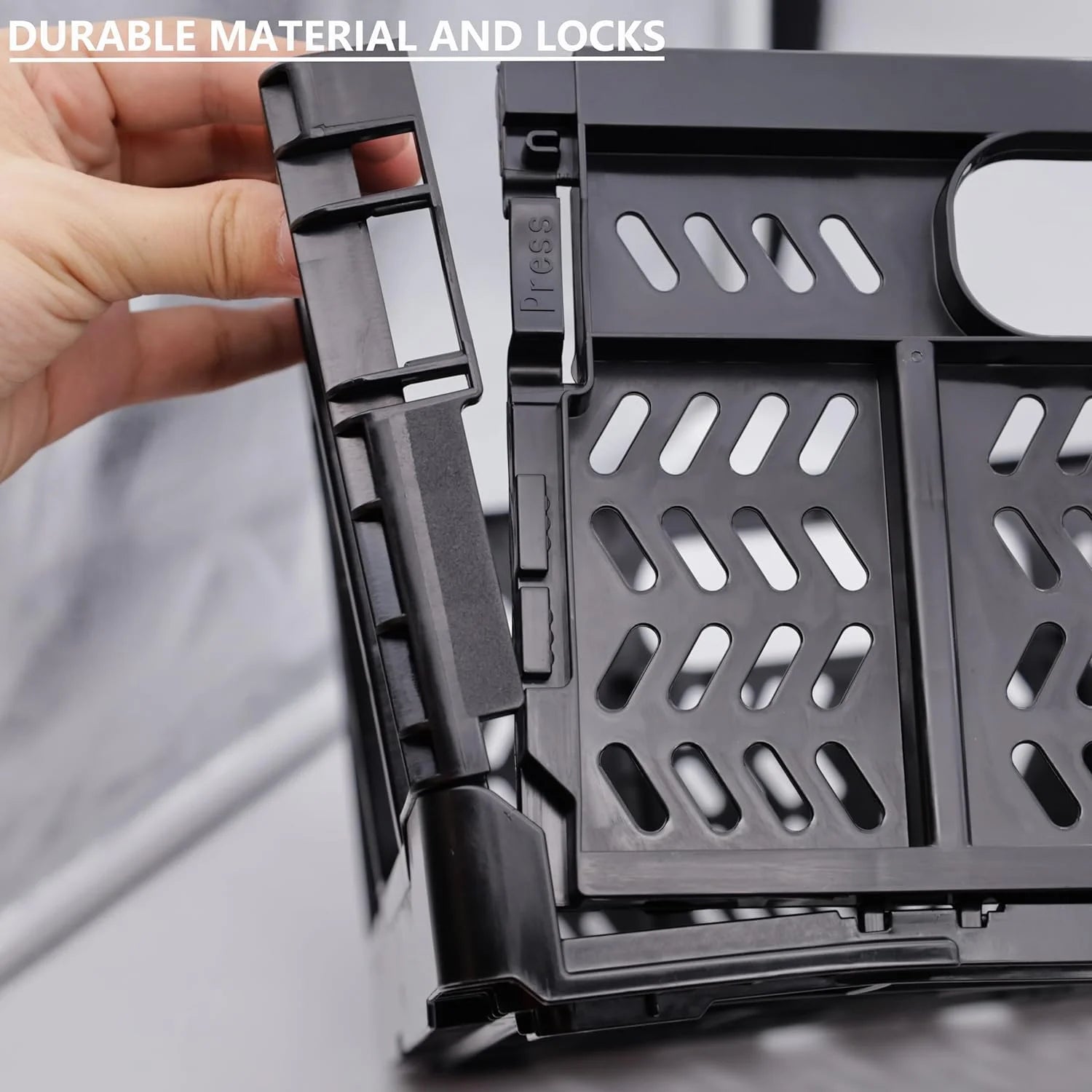 4-Pack Plastic Foldable Storage Crates, 20L, Black A5332