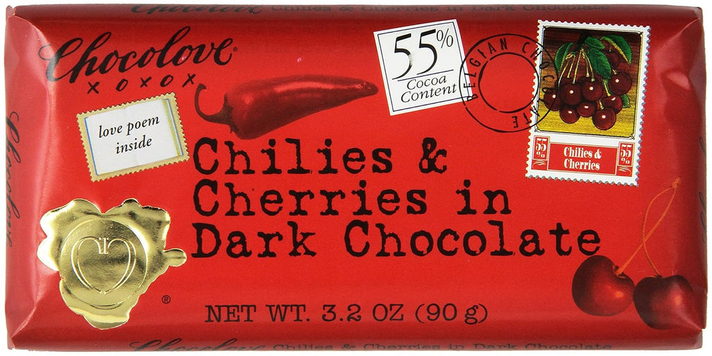 Dark Chocolate Chilies Cherries 3.2 Ounce Pack of 12 T1965