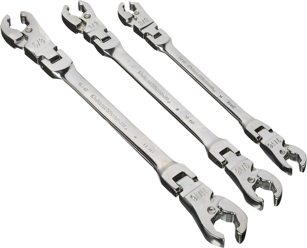 5 Pc. Ratcheting Flex Head Flare Nut Wrench Set, SAE X1222