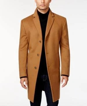 Black Wool-Blend Over Coat W975457