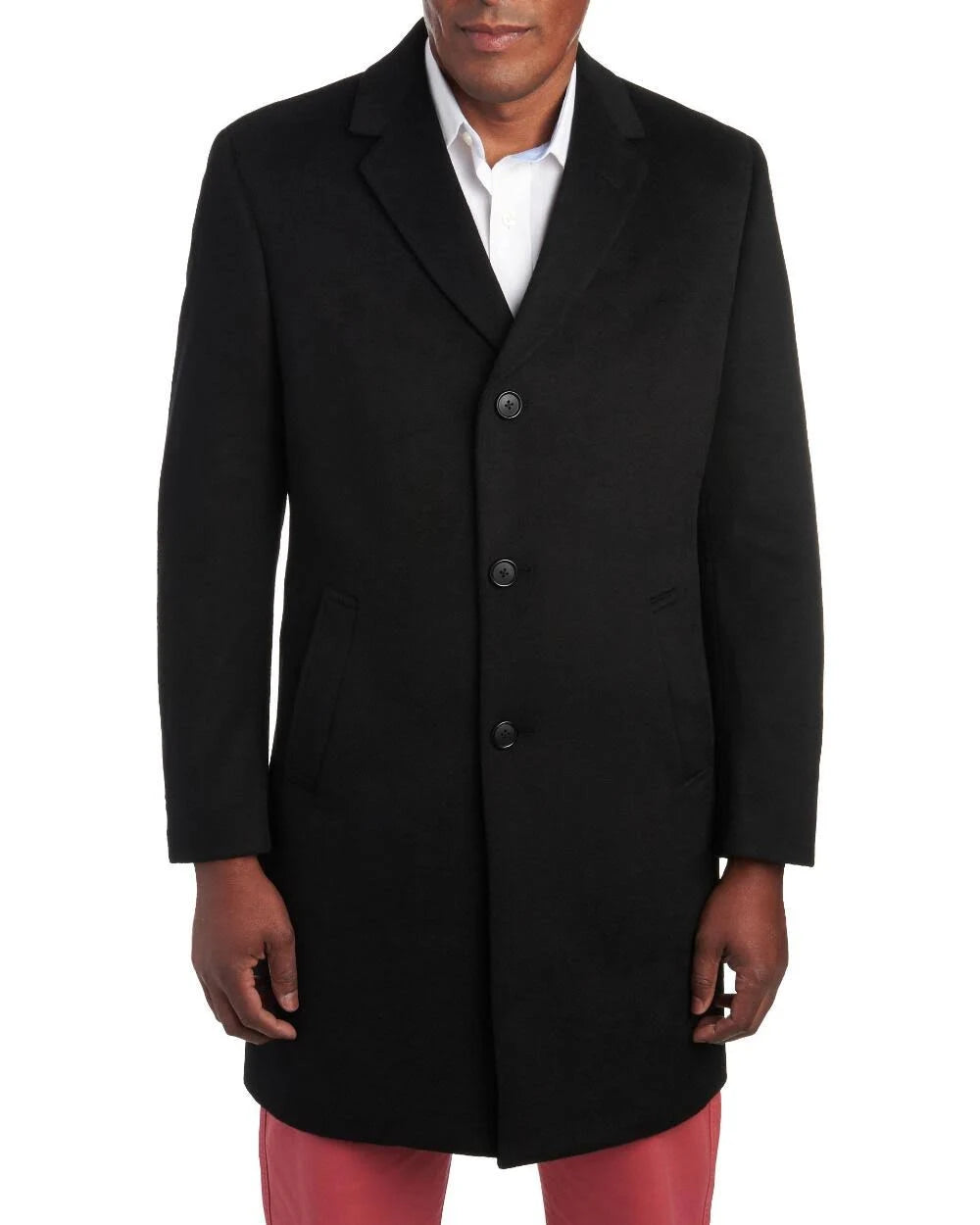 Black Wool-Blend Over Coat W975457