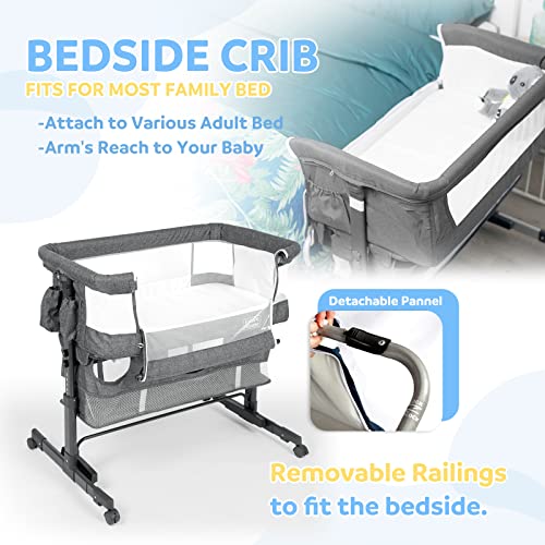 Grey 3 in 1 Baby Bassinet with Mesh Wall V922810