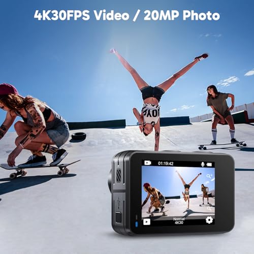 4K30fps Action Camera with 256GB MicroSDXC U3 Memory Card Z957