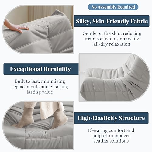 3-Seater Beige Suede Microfiber Bean Bag Chair A234276
