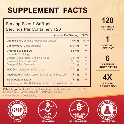CoQ10 400mg SoftGels Supplement, 120 Servings B9412
