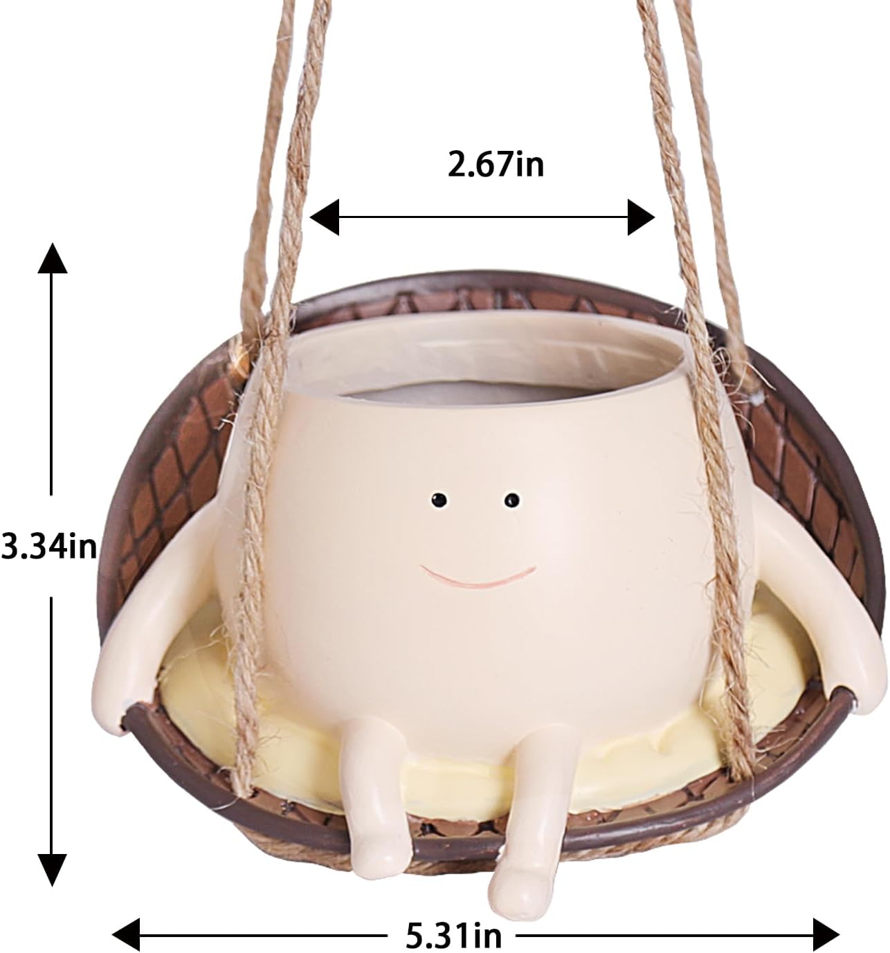 Hanging Swing Chair Planter Pot Smile Face Plant Pot for Indoor Outdoor Plants Cute Head Flower Pots B932