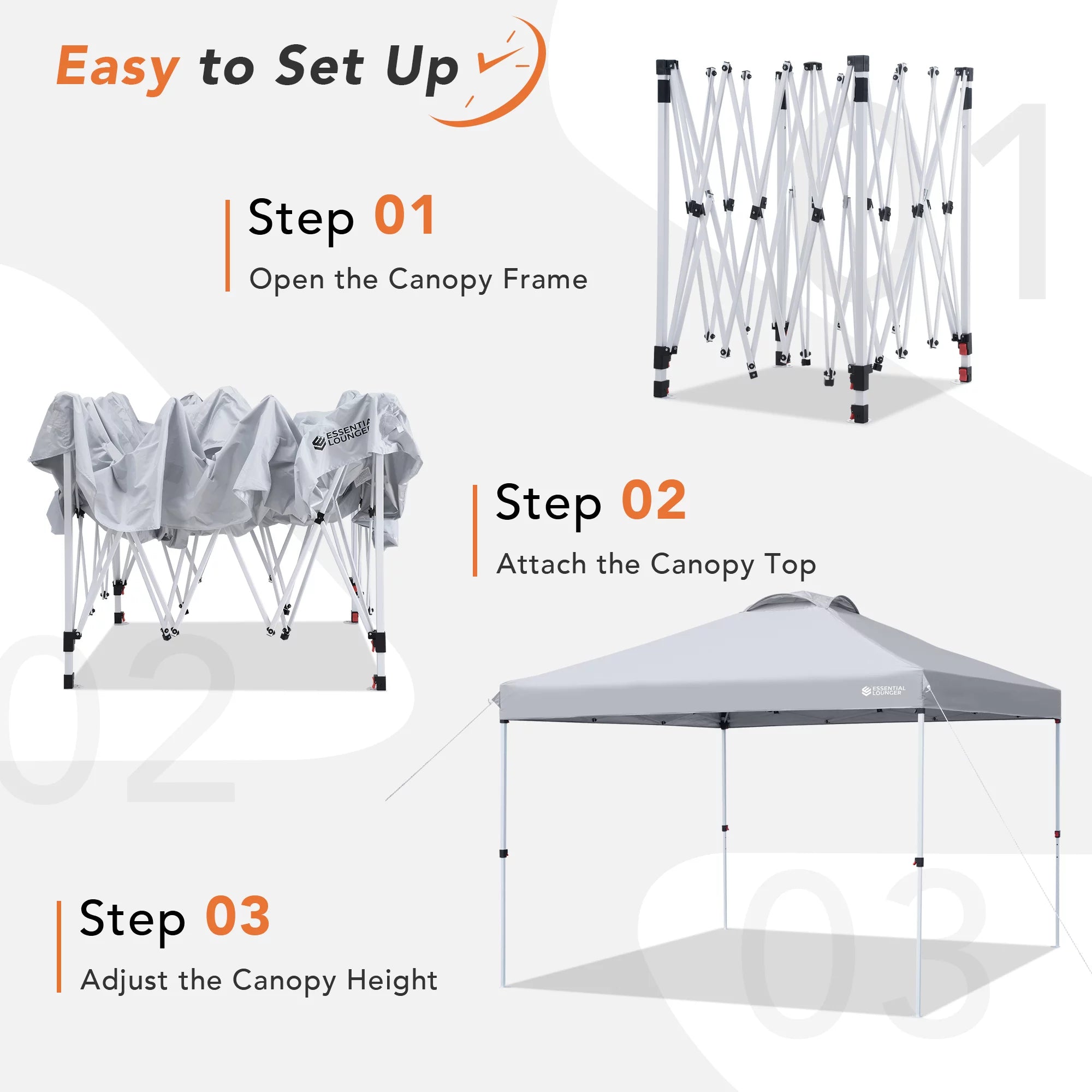 Grey 10x10ft Pop Up Outdoor Canopy Tent with Wheeled Carrying Bag I423