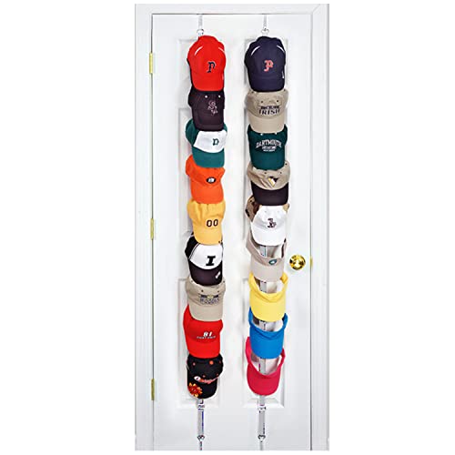 Black Over-The-Door Hat Rack Holds 18 Caps S312