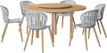 7-Piece Round Dining Set, Eucalyptus Wood, Brown O86405