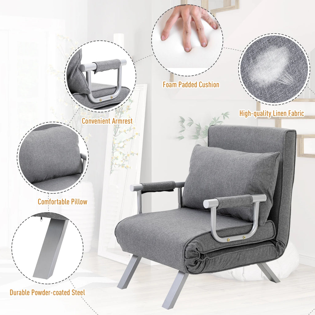 Light Grey Folding Sofa Bed Sleeper Chair U6839