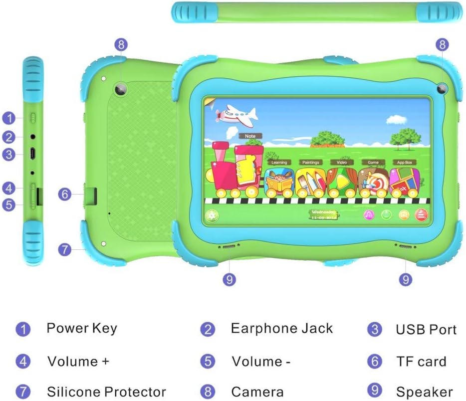 Green 7 Android Kids Tablet 1GB + 32GB Pack of 2 J643