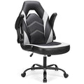 Black White Ergonomic PU Leather Swivel Desk Chair with Flip-up Armrest J9320