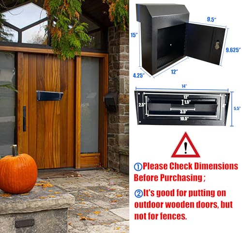 Black Galvanized Steel Locking Mailbox Door Drop Box E33249