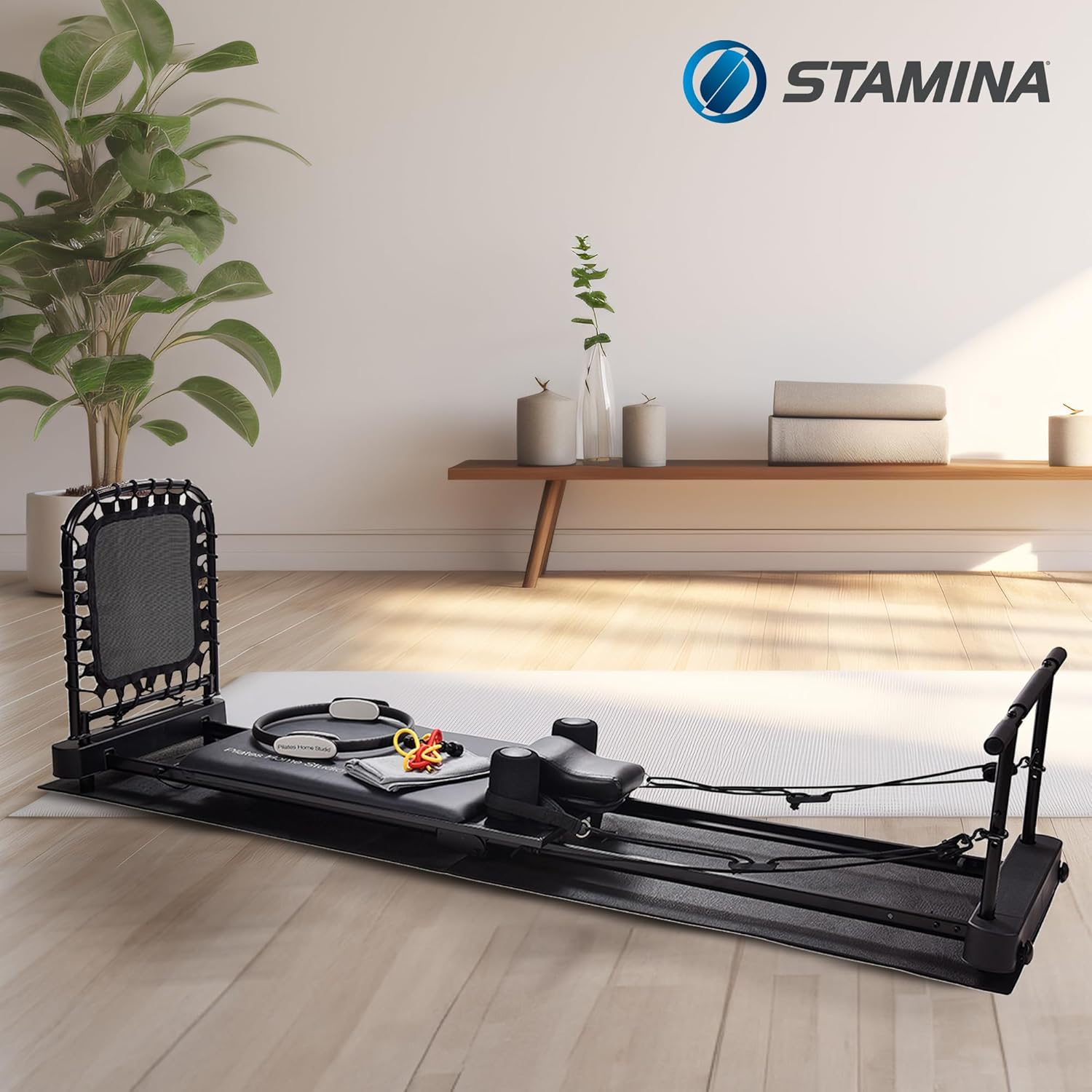 Black Foldable Pilates Reformer J2360