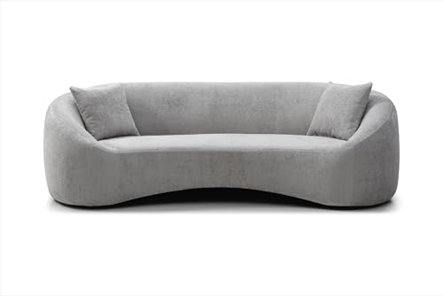 Light Gray Chenille Velvet 3 Seater Curved Sofa Q37043
