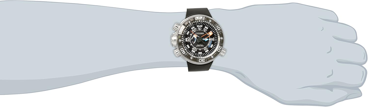 Men's Eco-Drive Promaster Sea Aqualand Depth Meter Watch in Stainless Steel with Black Polyurethane strap, Black Dial Z780295