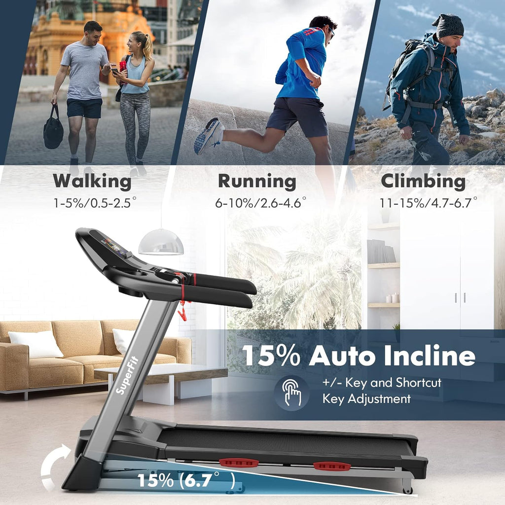 Foldable Treadmill with 15% Auto Incline L79316