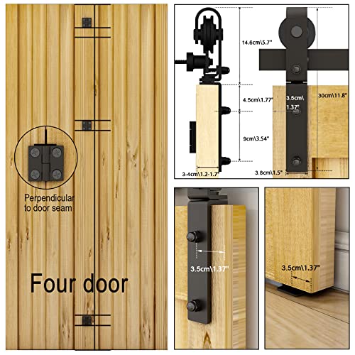 Black Track Bi-Folding Sliding Barn Door Hardware Kit E91871