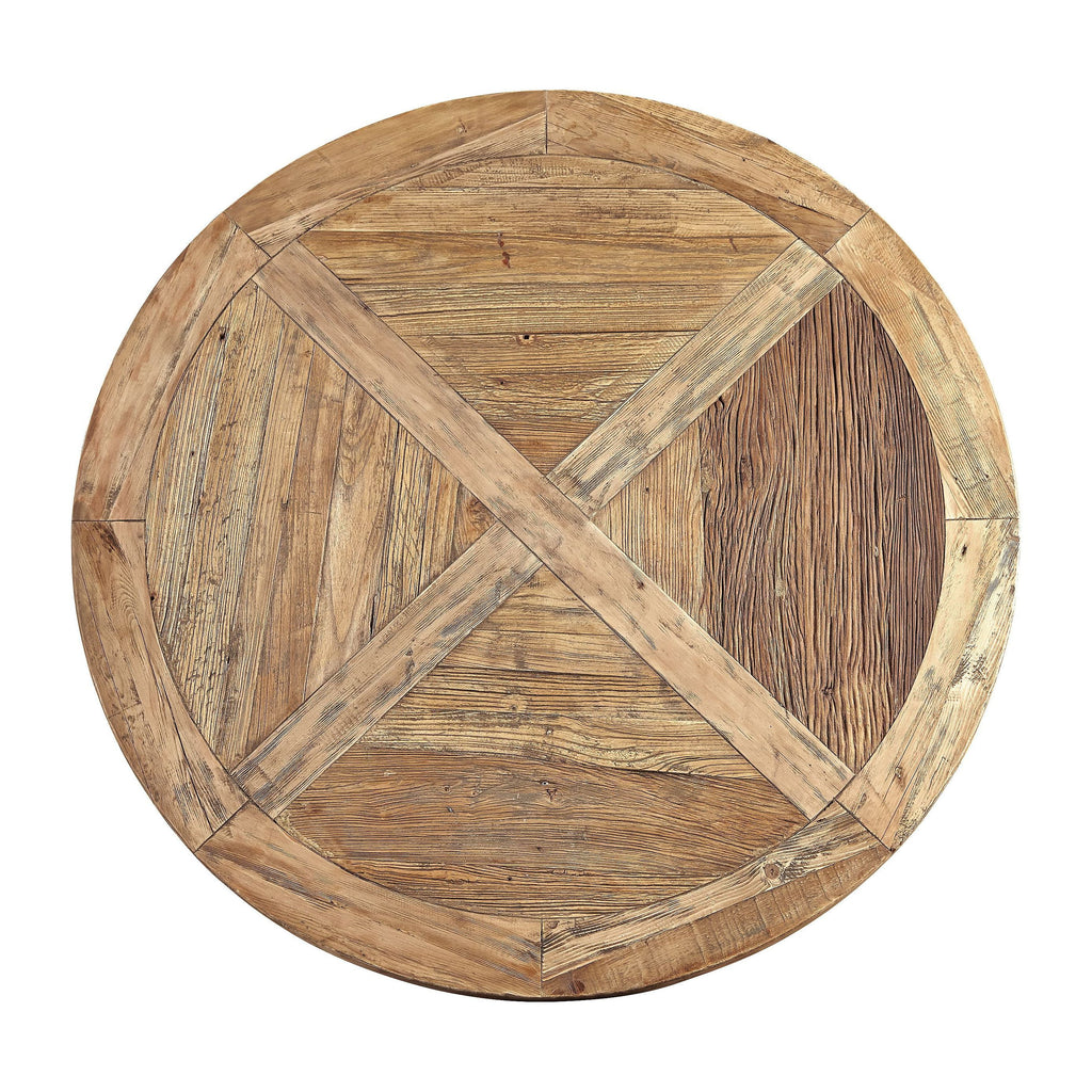 Round Reclaimed Elm Dining Table Z702