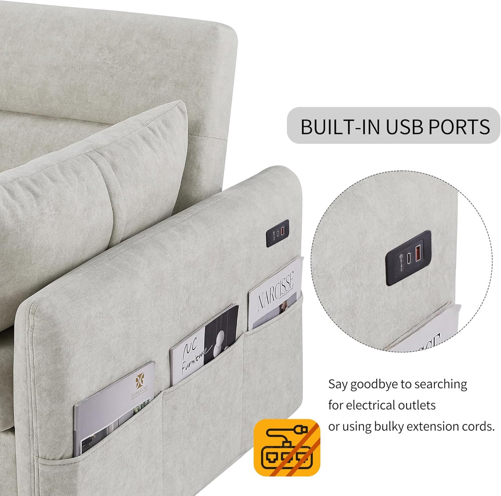 Beige Sleeper Sofa with Pull Out Bed G693548