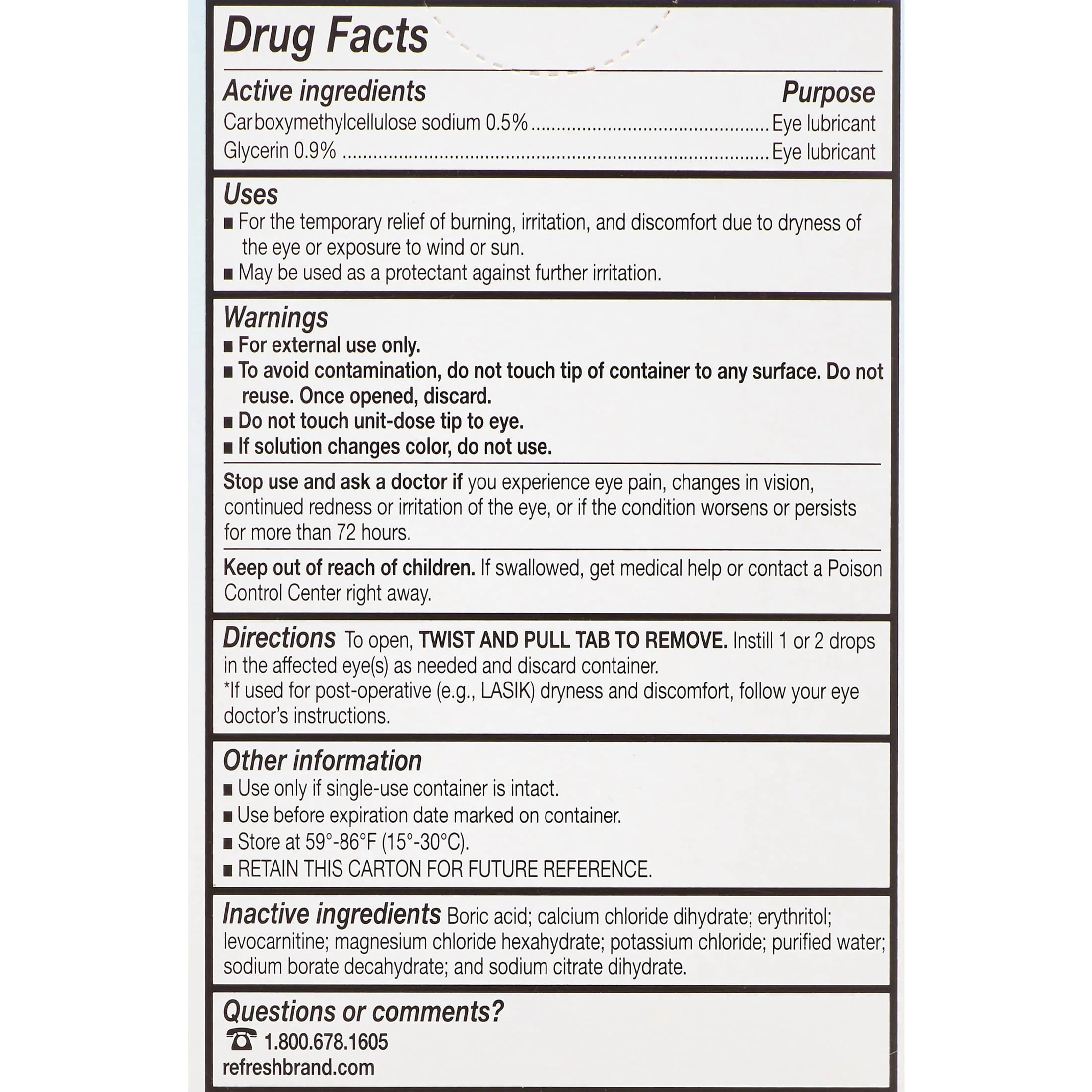 60 Count 0.4 ml Lubricant Eye Drops T928