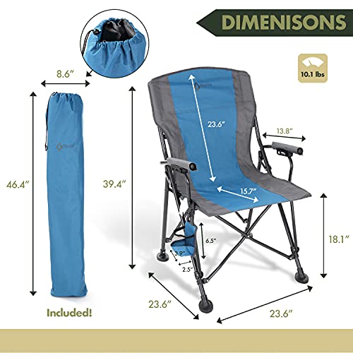 Tan & Gray Heavy-Duty Folding Camping Quad Chair with Cup Holder E275