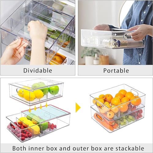 4pack Stackable Refrigerator Organizer Bins with Pull-Out Drawer X137856