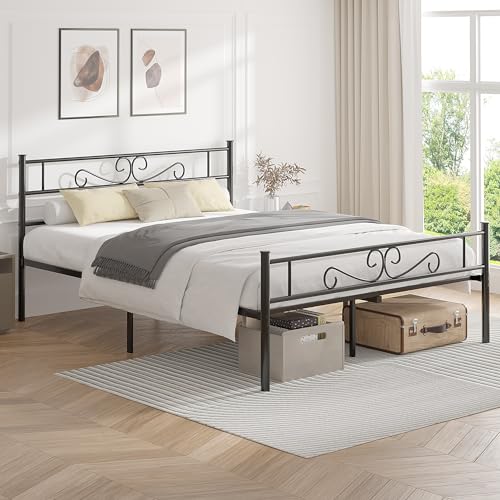 Full Size Bed Frame with Headboard, Heavy-Duty Metal Platform W375