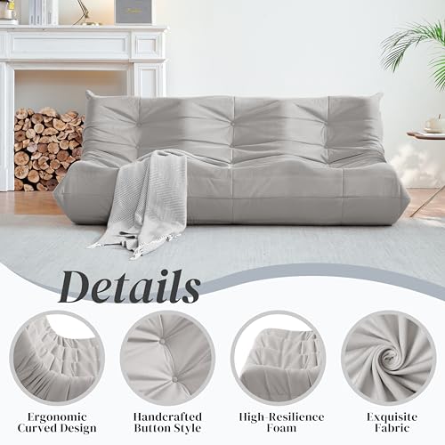 3-Seater Beige Suede Microfiber Bean Bag Chair A234276