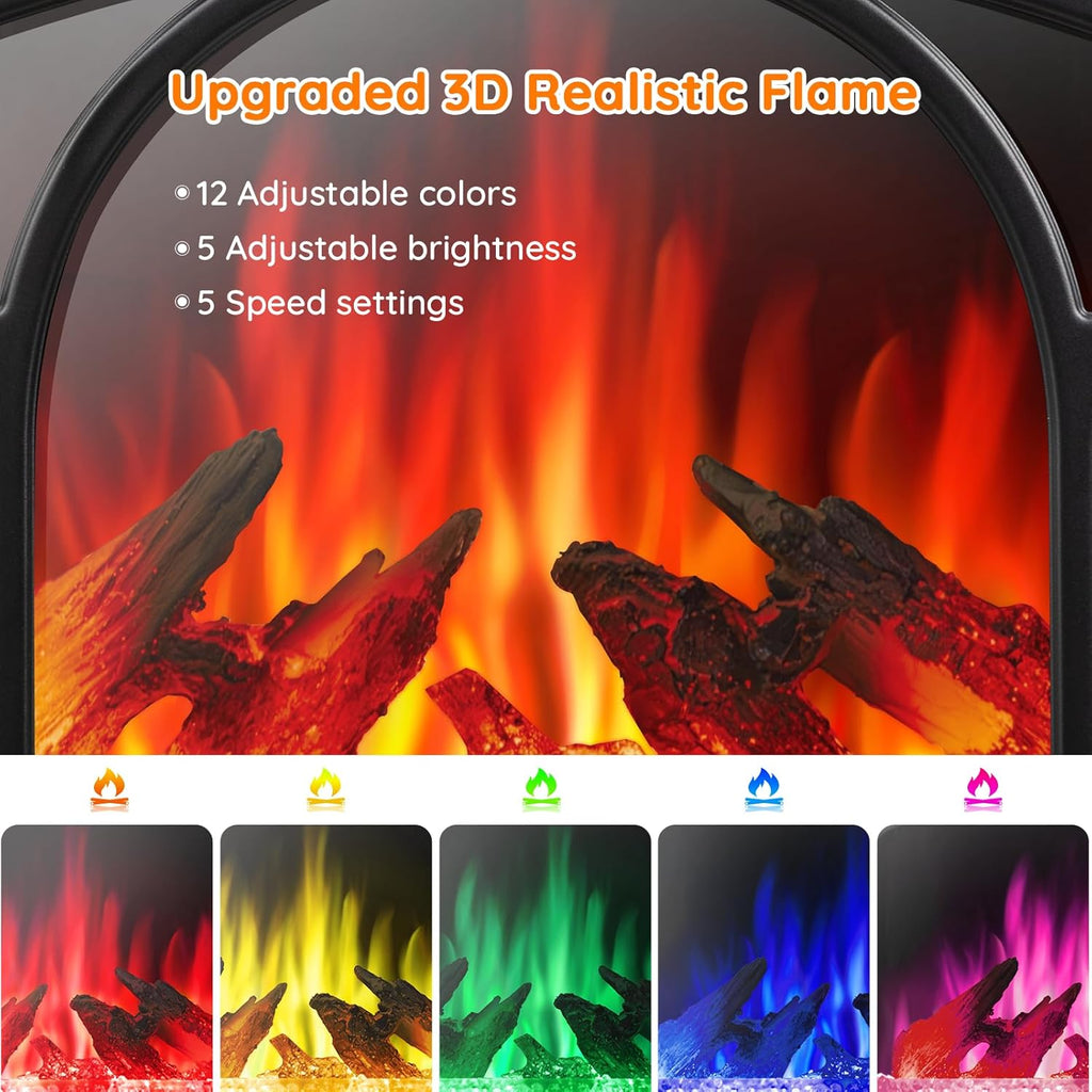 1500W Infrared Electric Fireplace Heater with 3D Flame Effect H271577
