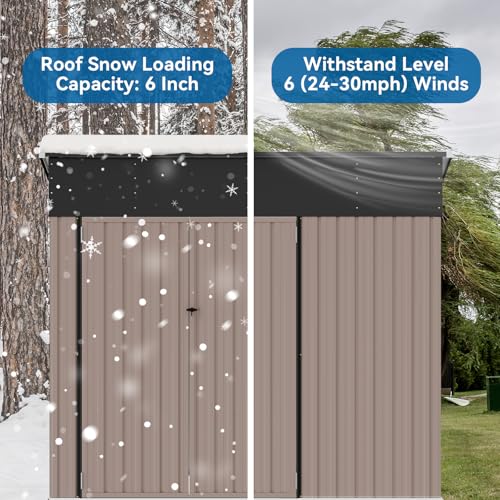 Black Galvanized Steel Triple Doors Lean to Shed I117452