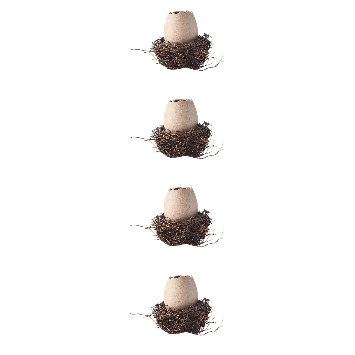 4 Sets Small Ceramic Vase Succulent Planter with Bird Nest B951451