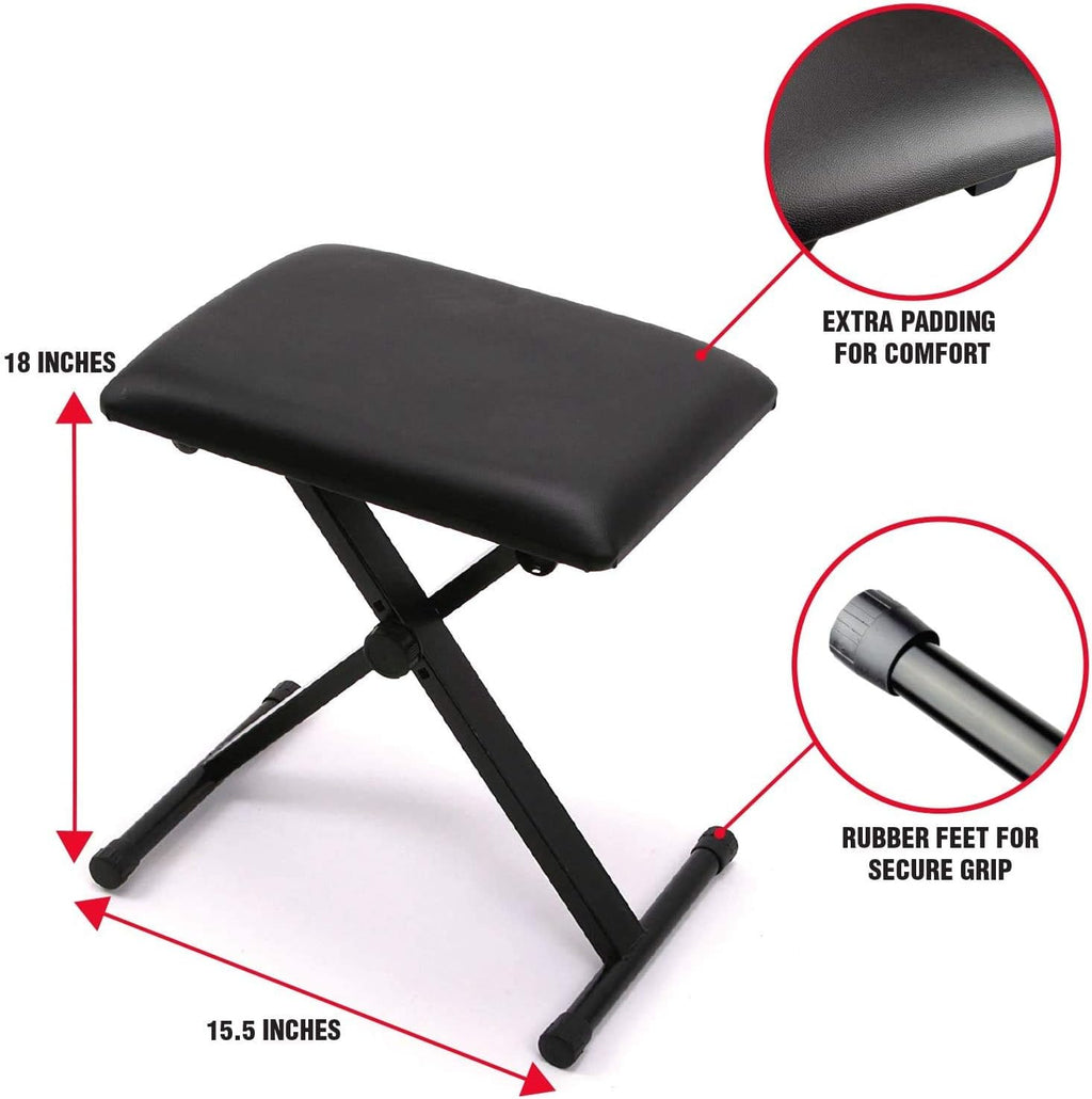 61 Key Keyboard Piano Stand with Pitch Bend Kit, Piano Bench, Headphones, Keynote Stickers X936893