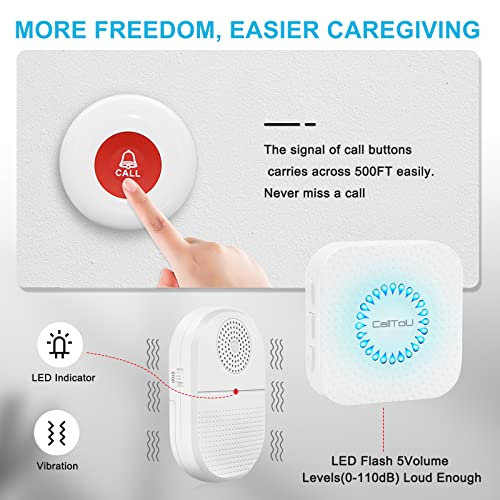 Wireless Caregiver Pager Call Button Emergency Alert System Waterproof Call Bell K1821