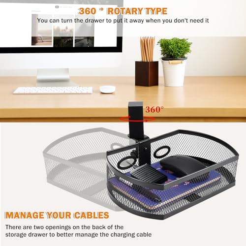 Square-Black Alloy Steel Under Desk Drawer Organizer E606