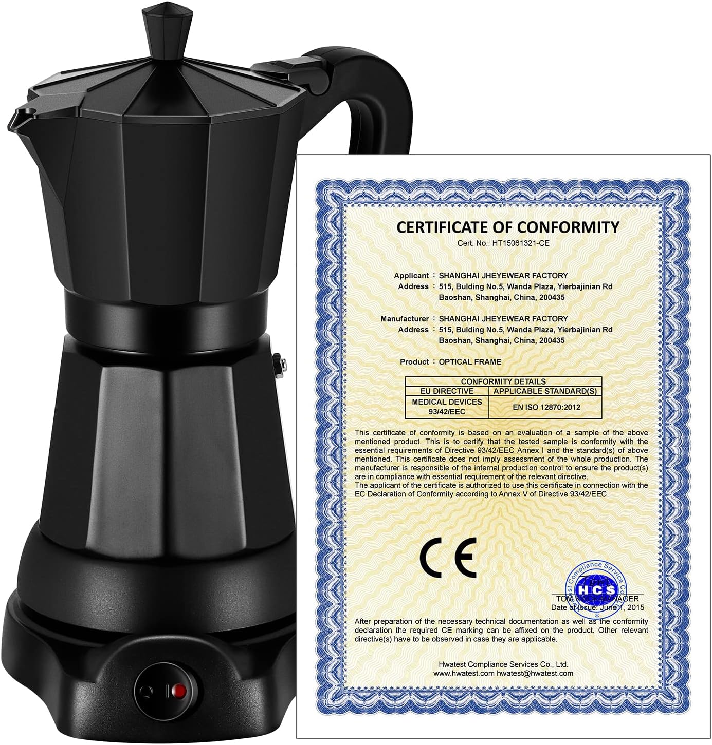 6 Cup Aluminum Electric Mocha Pot O7258