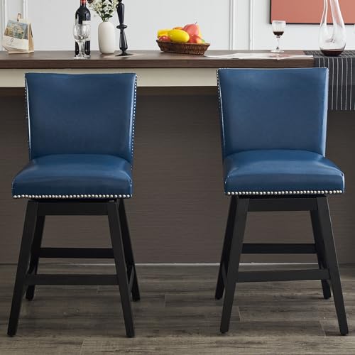White Upholstered Swivel Bar Stools Set of 2 Z79013
