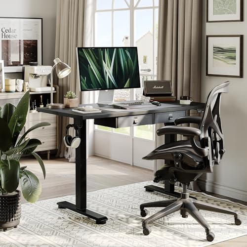 White 63 x 24 Inches Adjustable Height Electric Standing Desk with 2 Drawers C787367