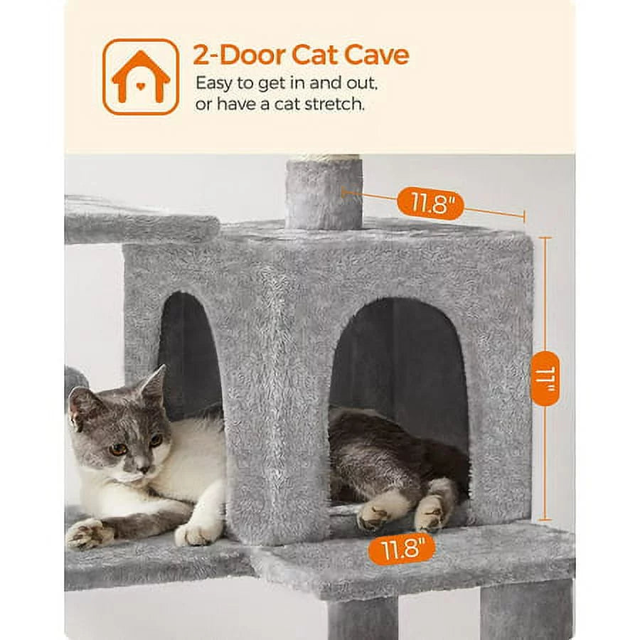 Light Gray Cat Tree with Scratching Posts Hammock B58670